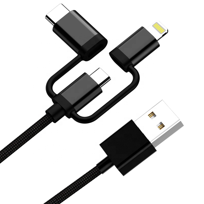 KAL09 나일론 편성 3 합1 USB 케이블 빠른 충전기, iPhone Android Mico 다용도 고속충전기