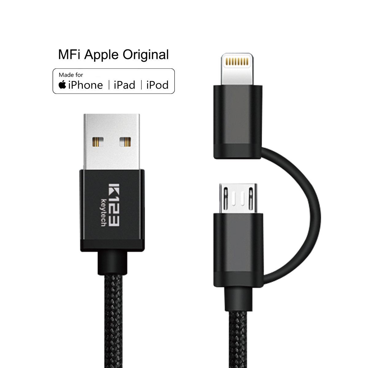 KAL007 아이폰 충전기 데이터 케이블 안드로이드/아이폰 범용 휴대 전화 케이블 Usb 2 in 1