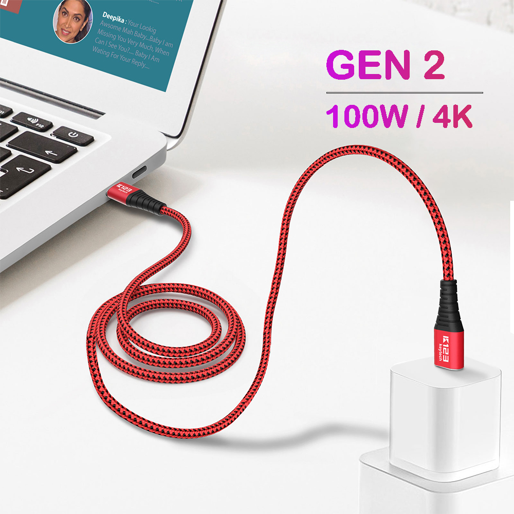 KCC019 USB 3.1 C Gen2 케이블 10 Gbps 4K 비디오 및 100W 맥북 전원 공급